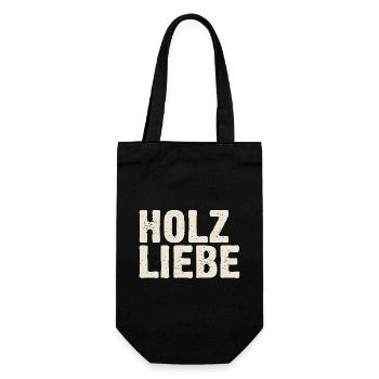 Holzliebe - Vintage Retro Design für Schreiner - Geschenkbeutel für Flaschen - Schwarz - Vorne