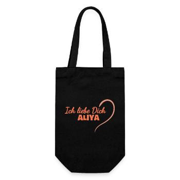 Aliya als Herz - Geschenkbeutel für Flaschen - Schwarz - Vorne