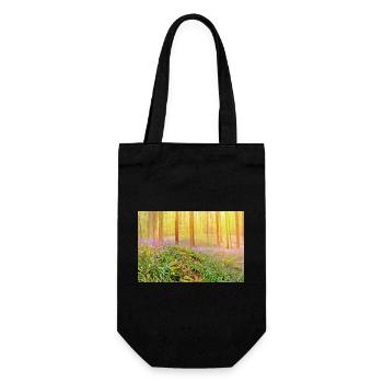 Lumière de la forêt de jacinthes bleues baignée de soleil - Sac à bouteille - noir - Devant