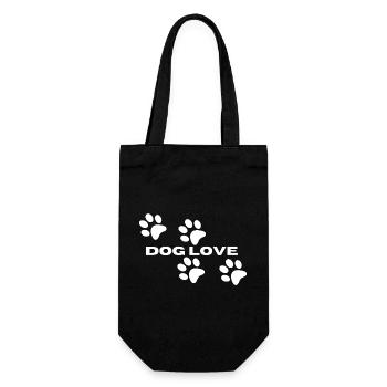 Dog Love – Pfoten - Geschenkbeutel für Flaschen - Schwarz - Vorne