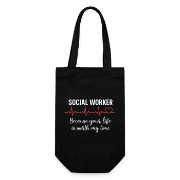 Social Worker Profession Heart Beating Gift - Gift Bag for Bottles - black - Front