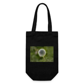 Kugeldistel Blüte – Botanische Nahaufnahme - Geschenkbeutel für Flaschen - Schwarz - Vorne