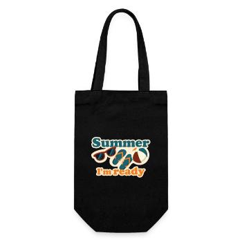 Sommerreif – Retro-Strandstimmung - Geschenkbeutel für Flaschen - Schwarz - Vorne