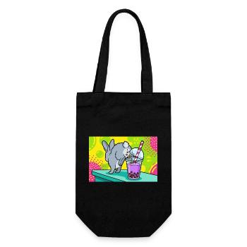 Bubble Tea Boba Drôle de Lapin mignon - Sac à bouteille - noir - Devant