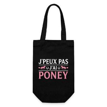Poney Cadeau humour personnalisé - Sac à bouteille - noir - Devant