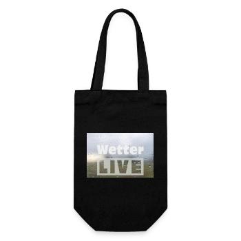 Wetter LIVE – Minimalistisches Regen Poster - Geschenkbeutel für Flaschen - Schwarz - Vorne