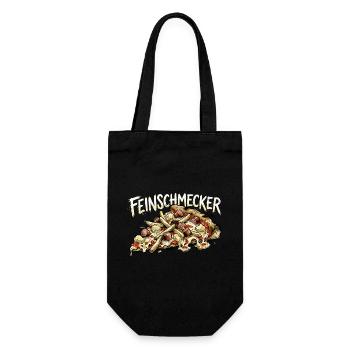 Lustige feinschmecker Pizza - Pommes Ananas Wurst - Geschenkbeutel für Flaschen - Schwarz - Vorne
