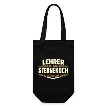 Lehrer bei Tag Sternekoch bei Nacht Spruch - Geschenkbeutel für Flaschen - Schwarz - Vorne