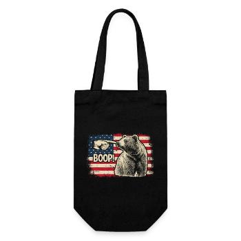 Funny Bear Boop The Snoot American Flag Patriotic - Geschenkbeutel für Flaschen - Schwarz - Vorne