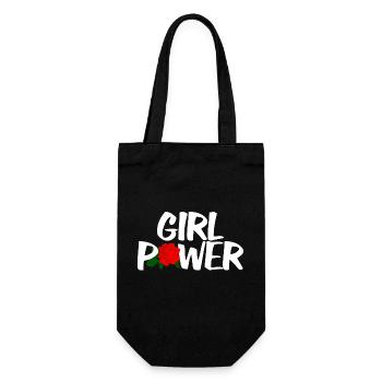 Girl Power Rose Typografie - Geschenkbeutel für Flaschen - Schwarz - Vorne