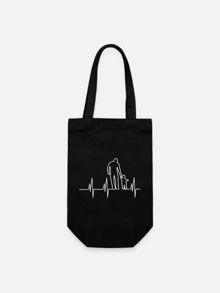 Vater und Sohn Heartbeat - Geschenkbeutel für Flaschen - Schwarz