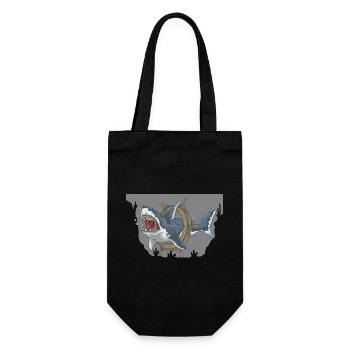 Deep Sea Shark Navigation Illustration - Gift Bag for Bottles - black - Front