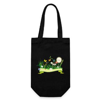 prairie printanière luxuriante avec des fleurs et des insectes - Sac à bouteille - noir - Devant