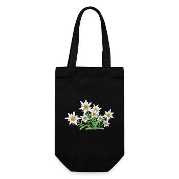 Das Edelweiss, Blume der Alpen, Blume der Schweiz - Geschenkbeutel für Flaschen - Schwarz - Vorne