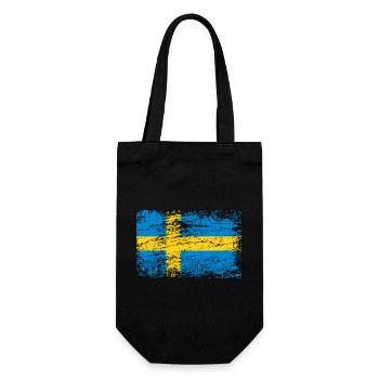 Schwedische Flagge im Vintage-Style - Geschenkbeutel für Flaschen - Schwarz - Vorne