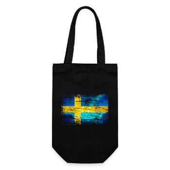 Drapeau suédois avec des aurores boréales dans un style vintage - Sac à bouteille - noir - Devant