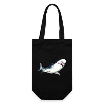 Great White Shark Watercolor Shark Art Shirt - Gift Bag for Bottles - black - Front
