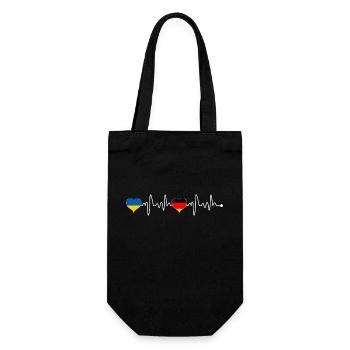 Germany Ukraine Flag Heartbeat - Gift Bag for Bottles - black - Front