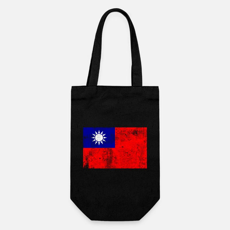Drapeau de Taïwan Drapeau Grunge Rétro Vintage - Sac à bouteille - noir