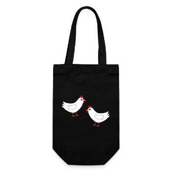 Chicken White White Chickens Hens Gift Farmers - Gift Bag for Bottles - black - Front