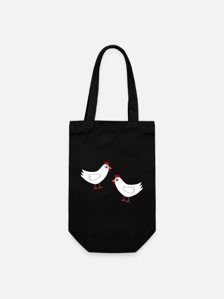 Huhn weiß weiße Hühner Hennen Geschenk Bauern - Geschenkbeutel für Flaschen - Schwarz