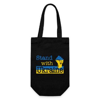 Stand with Ukraine! blue yellow - Geschenkbeutel für Flaschen - Schwarz - Vorne