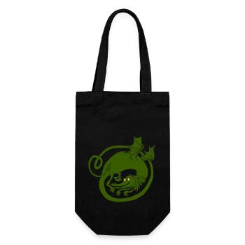 Drache (dunkler) - Geschenkbeutel für Flaschen - Schwarz - Vorne
