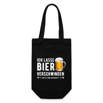 Ich lasse Bier verschwinden - Bierkenner - Spruch - Geschenkbeutel für Flaschen - Schwarz - Vorne