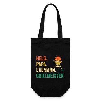 Papa Vater Grillparty Grillmeister Grill Grillen - Geschenkbeutel für Flaschen - Schwarz - Vorne