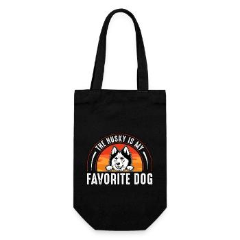 The husky is my favorite dog - Geschenkbeutel für Flaschen - Schwarz - Vorne