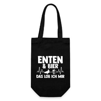 Bier Entenliebhaber Tiermotiv Ente - Geschenkbeutel für Flaschen - Schwarz - Vorne