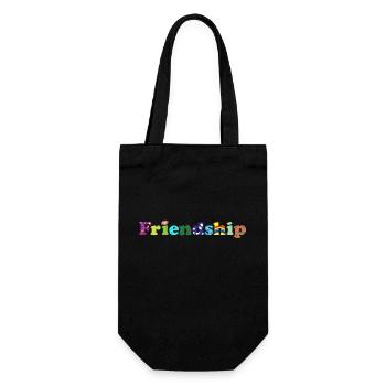Freundschaft ist für immer - Geschenkbeutel für Flaschen - Schwarz - Vorne