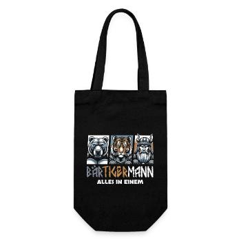 Bärtigermann Bär Tiger Mann Geschenk Bart - Geschenkbeutel für Flaschen - Schwarz - Vorne