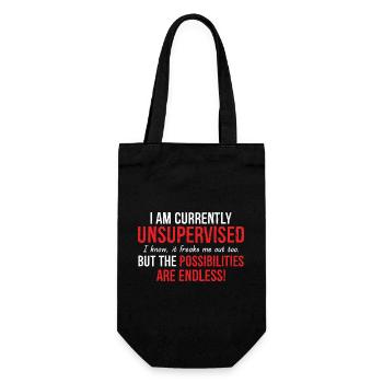 Ich bin derzeit unbeaufsichtigt - Geschenkbeutel für Flaschen - Schwarz - Vorne