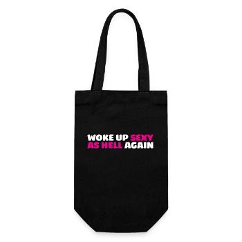 Woke Up Sexy As Hell Again Funny Self Confidence - Geschenkbeutel für Flaschen - Schwarz - Vorne