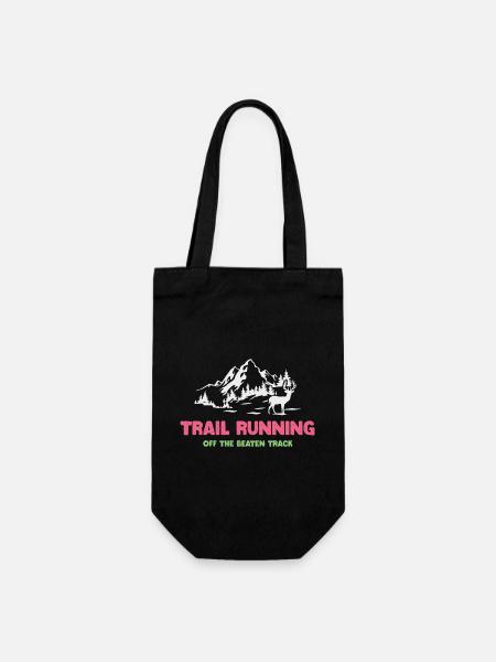 Trailrunning - abseits der ausgetretenen Pfade - Geschenkbeutel für Flaschen - Schwarz