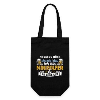 Morgens müde abends blau Minigolfer & ne geile Sau - Geschenkbeutel für Flaschen - Schwarz - Vorne