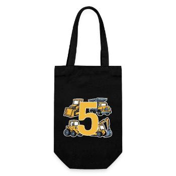 Chantier - 5 ans - 5ème anniversaire - Sac à bouteille - noir - Devant