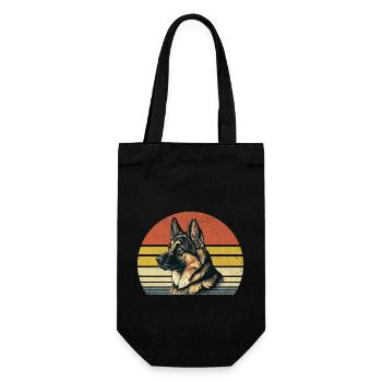 Retro Vintage Deutscher Schäferhund GSD Hundeliebhaber Deutsch - Geschenkbeutel für Flaschen - Schwarz - Vorne