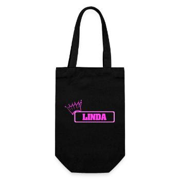 Linda als Krone - Geschenkbeutel für Flaschen - Schwarz - Vorne