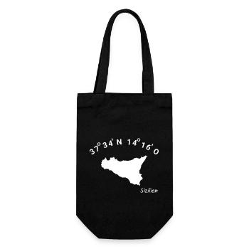 Sizilien Koordinaten Italien Urlaub Sicilia Idee - Geschenkbeutel für Flaschen - Schwarz - Vorne