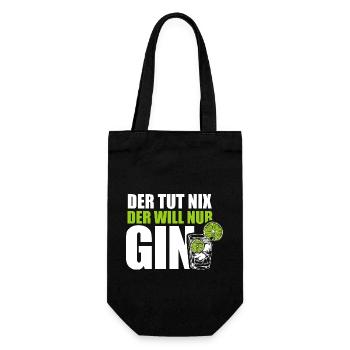 Der tut nix der will nur Gin - Spruch - Geschenkbeutel für Flaschen - Schwarz - Vorne