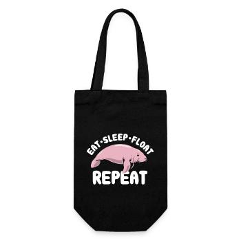 Eat Sleep Float Repeat - Manatee Spruch - Geschenkbeutel für Flaschen - Schwarz - Vorne