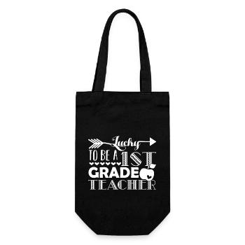 Lucky To Be A 1st Grade Teacher - Gift Bag for Bottles - black - Front