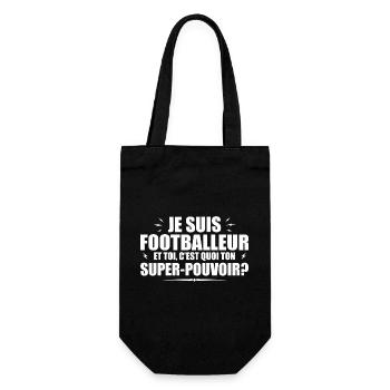 Ich bin ein Fußballer Was ist deine Superkraft? - Geschenkbeutel für Flaschen - Schwarz - Vorne