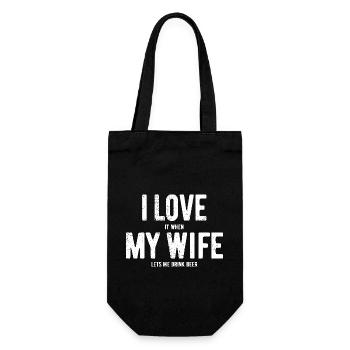 Ich liebe meine Frau - Bier trinken - Geschenk - Geschenkbeutel für Flaschen - Schwarz - Vorne