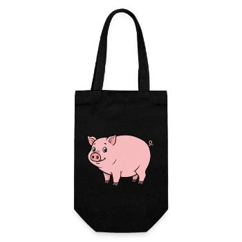 Animal Cartoon Pig - Gift Bag for Bottles - black - Front