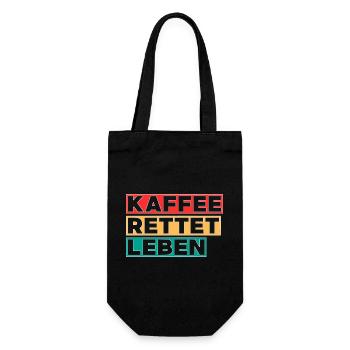 Kaffee rettet Leben - Geschenkbeutel für Flaschen - Schwarz - Vorne