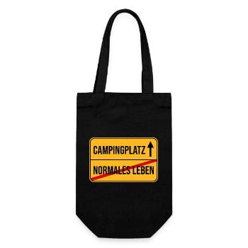 Campingplatz Warnhinweis Design - Geschenkbeutel für Flaschen - Schwarz - Vorne