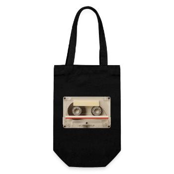 Transparent Cassette – Retro Mixtape - Gift Bag for Bottles - black - Front